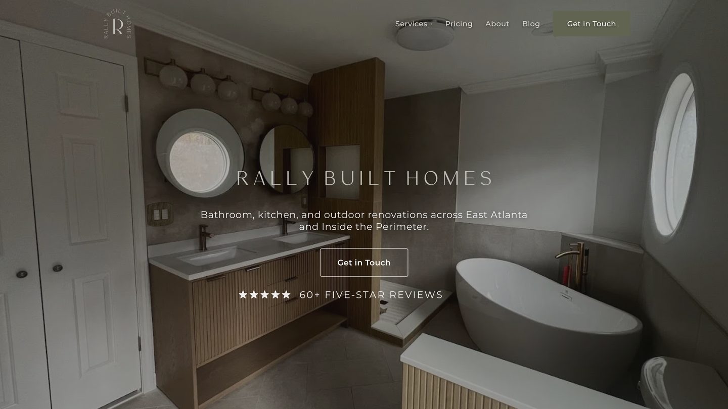 Homepage of Rally Built Homes